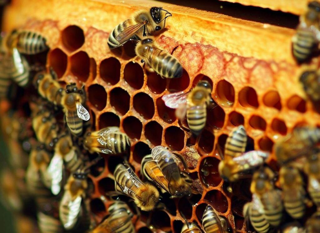 ruche avec des abeilles