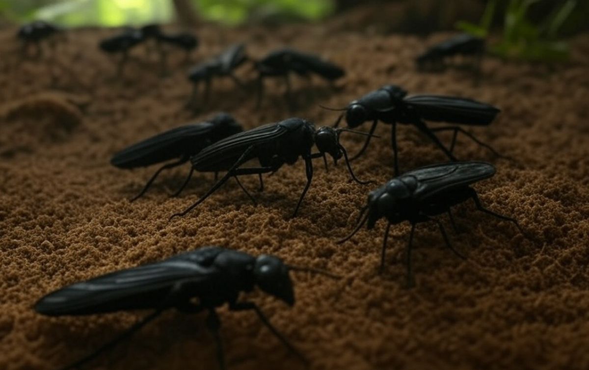 Gros insectes noirs volants